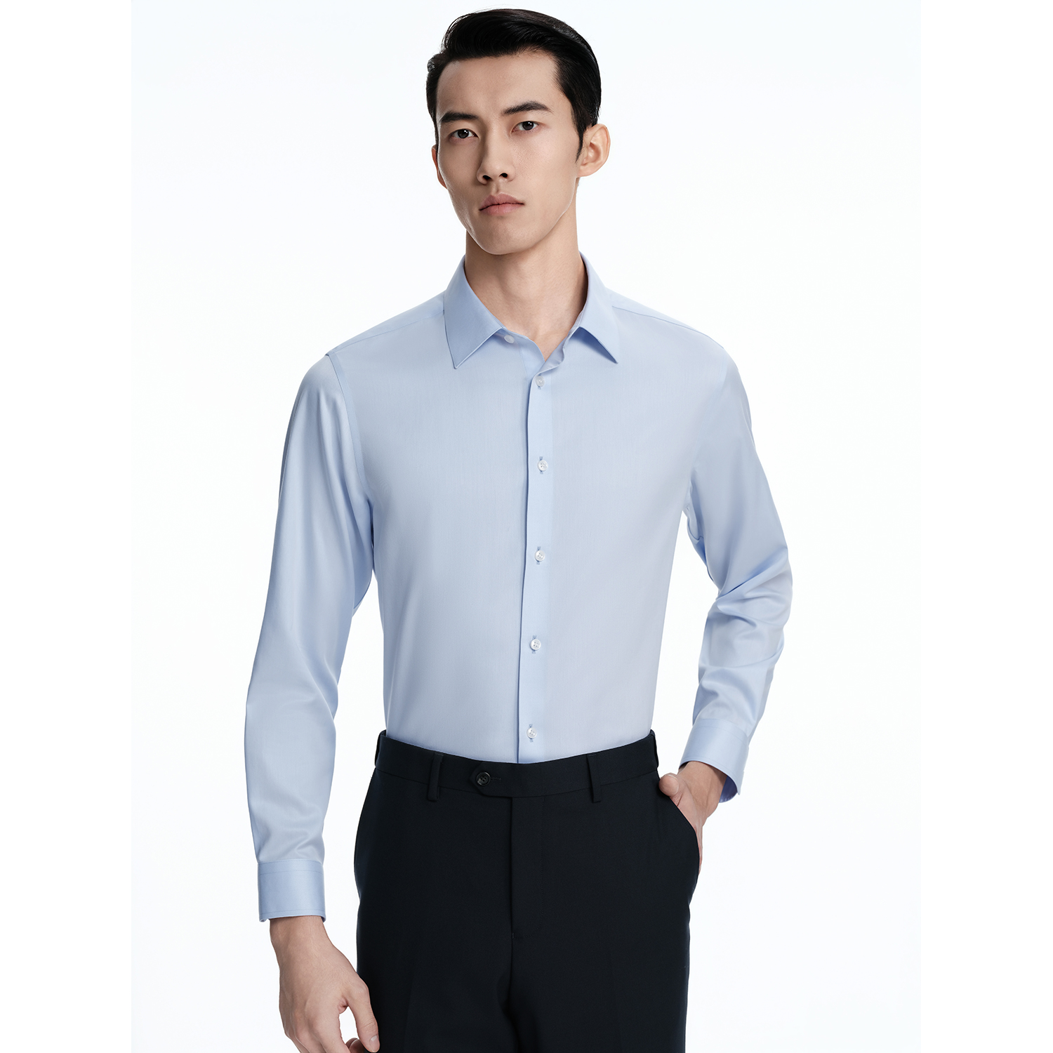长袖正统衬衫-浅兰-BAXK1501L10