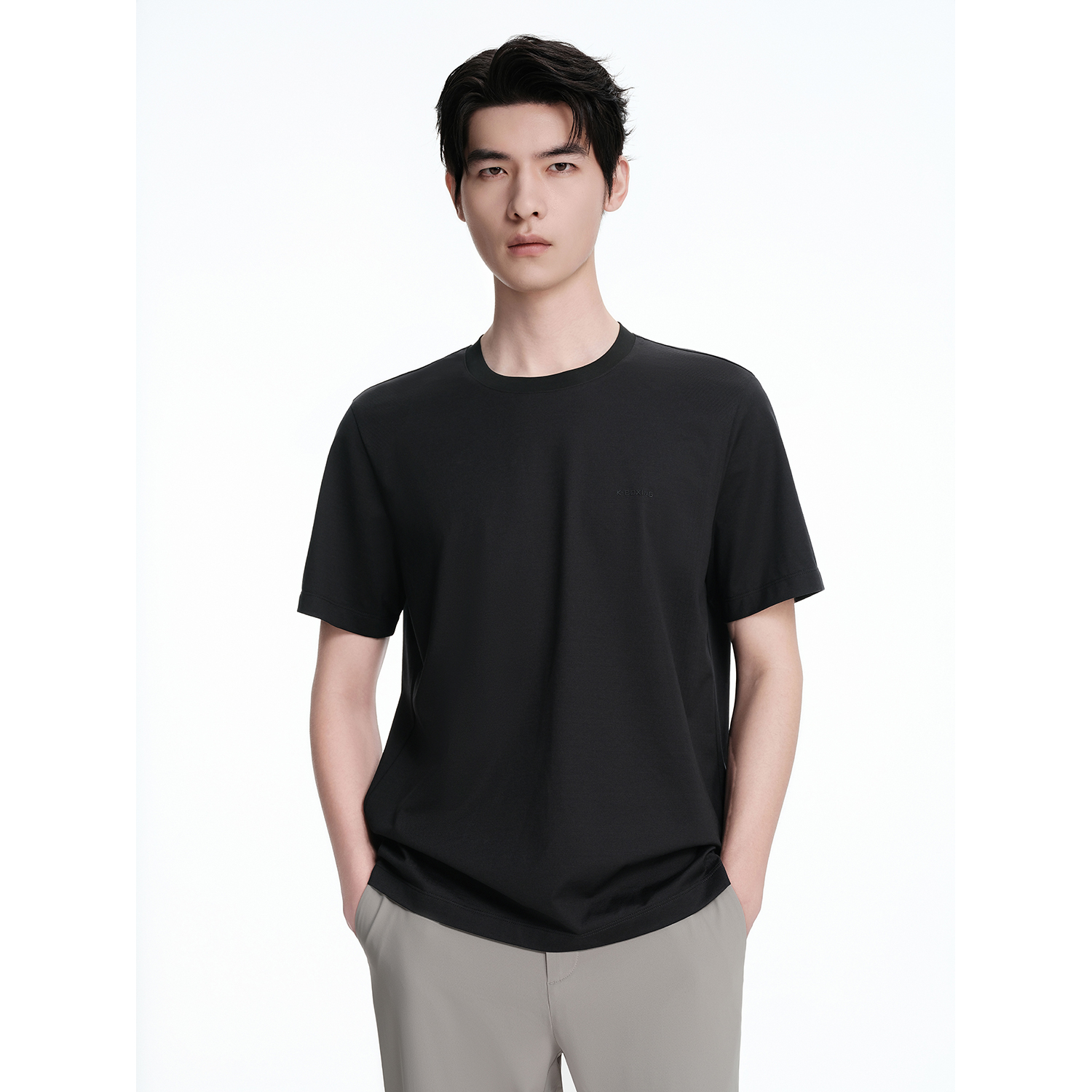 短袖棉T恤-黑色-VTCK2952E01